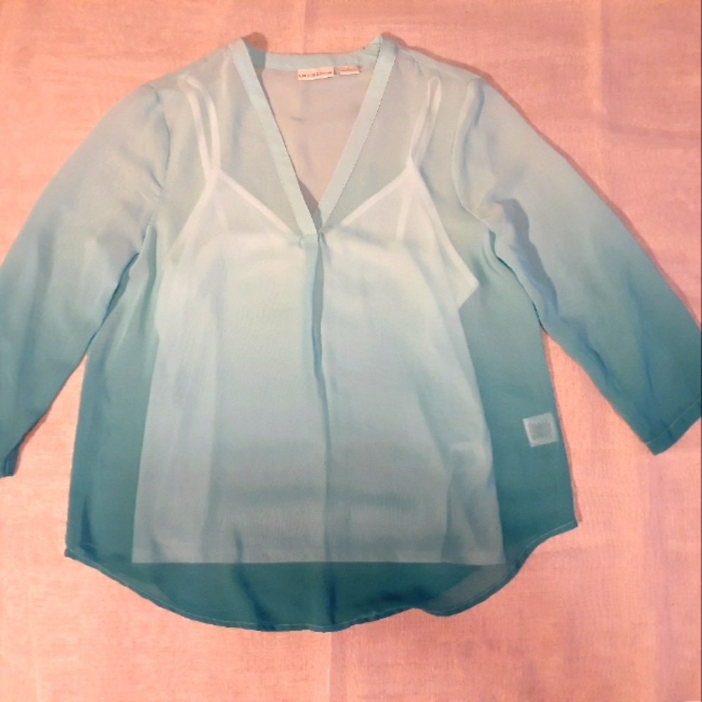 Liz Claiborne Teal Ombre Blouse size M